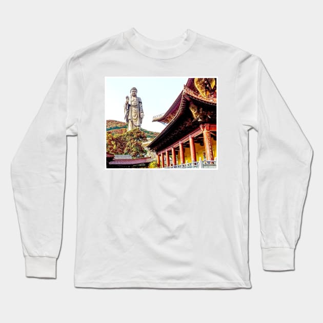 Grand Buddha at Ling Shan China Photograph Print Long Sleeve T-Shirt by posterbobs